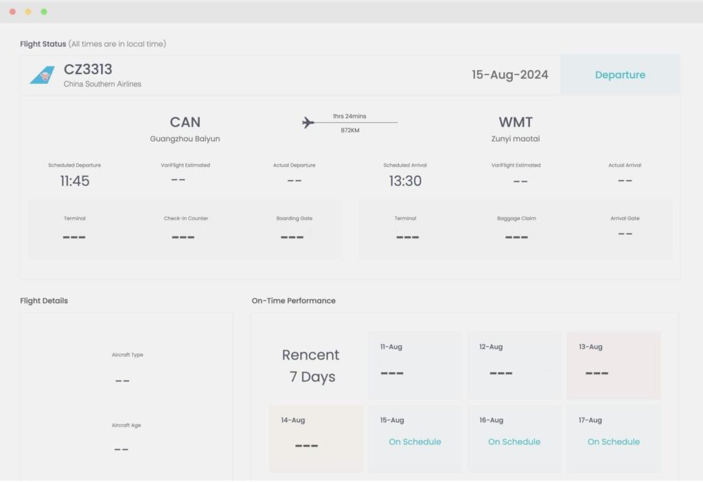 result page before use the flight status api