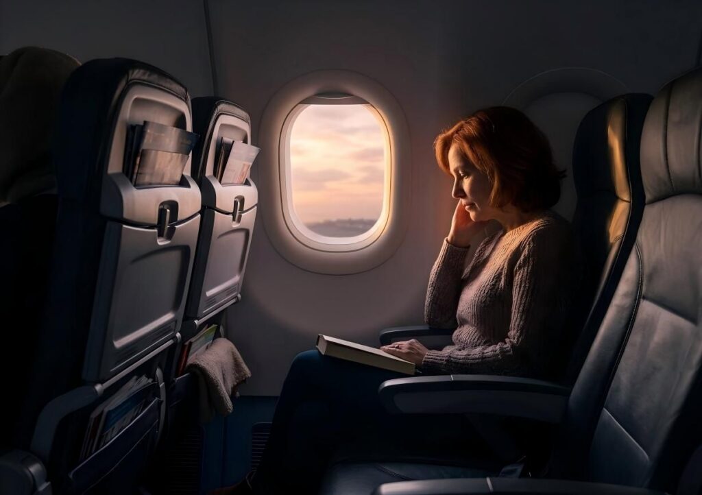 Woman enjoying the flight